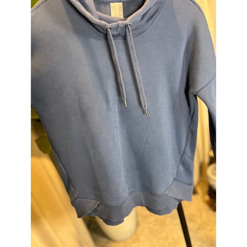 CALIA by Carrie Underwood Womens Blue Cowl Neck Fleece Pullover Hoodie Small - Picture 4 of 9